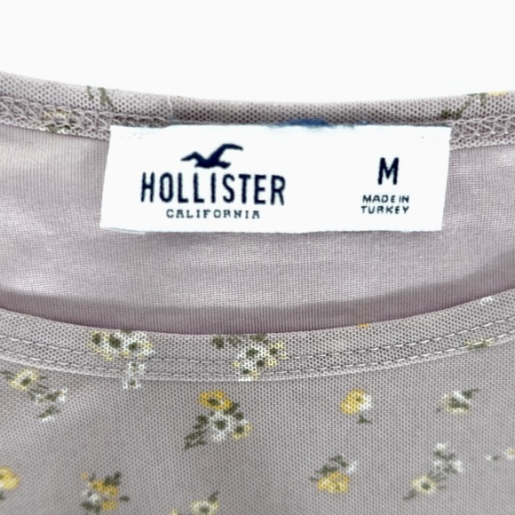 Hollister Sheer Floral Mesh Crop Top, Purple, Size M - Picture 5 of 7